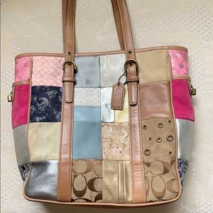 Large Coach multi-color patchwork handbag